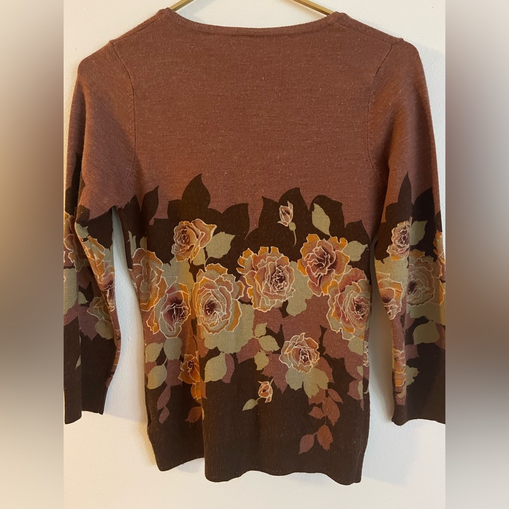 “Charlotte” size M Darling brown 3/4 sleeve button up sweater - Picture 5 of 7